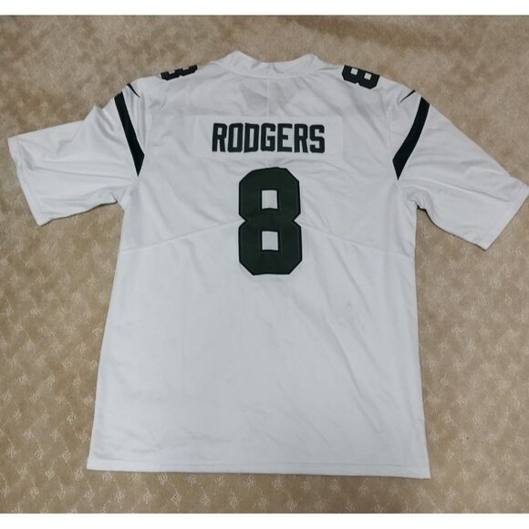 Nike Men's XL Aaron Rodgers NY Jets Jersey White #8 On Field Stitched - Picture 2 of 7
